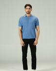 Heritage Marine Blue Knitted Polo