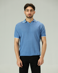 Heritage Marine Blue Knitted Polo
