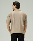 Mesh Sleeves Dune Knitted Polo