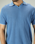 Heritage Marine Blue Knitted Polo