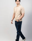 Mesh Sleeves Dune Knitted Polo