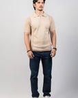 Mesh Sleeves Dune Knitted Polo