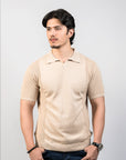 Mesh Sleeves Dune Knitted Polo