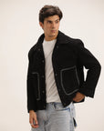 BLACK SHACKET WITH COLLAR