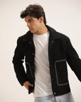 BLACK SHACKET WITH COLLAR