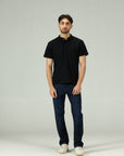 Noir Luxe Texture Black Polo