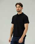Noir Luxe Texture Black Polo