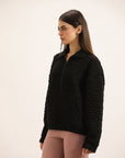 BLACK QUILTED SWEATSHIRT