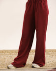 MAROON FLARED TROUSER WITH SIDE POCKETS