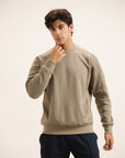 KHAKI RAGLAN-SLEEVE SWEATSHIRT