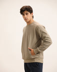 KHAKI RAGLAN-SLEEVE SWEATSHIRT