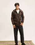 CHOCLATE BROWN ZIPPERED HOODIE
