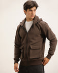 CHOCLATE BROWN ZIPPERED HOODIE