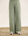 SAGE GREEN FLARED TROUSER WITH SIDE POCKETS
