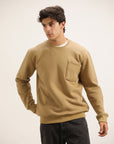 CAMEL BROWN BOXY POCKET SWEATSHIRT