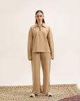 BEIGE HALF ZIP SWEATSHIRT