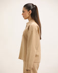 BEIGE ZIPPER SWEATSHIRT & FLARED TROUSER