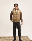 BROWN PUFFER JACKET WITH HOOD