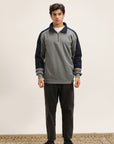 GREY & NAVY MOCK NECK SWEATSHIRT