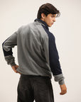 GREY & NAVY MOCK NECK SWEATSHIRT