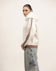 OFF WHITE & MOCHA STRIPE HOODIE