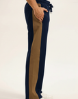 NAVY & BROWN PANELLED TROUSER