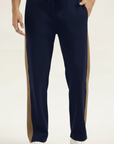 NAVY & BROWN PANELLED TROUSER