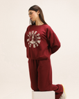 MAROON GRAPHIC SWEATSHIRT & FLARED TROUSER
