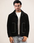BLACK SHACKET WITH COLLAR