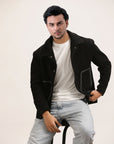 BLACK SHACKET WITH COLLAR