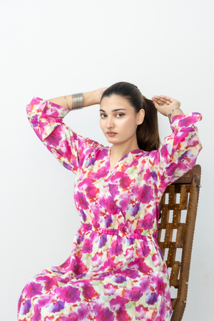 Serene Crimson Bloom Midi