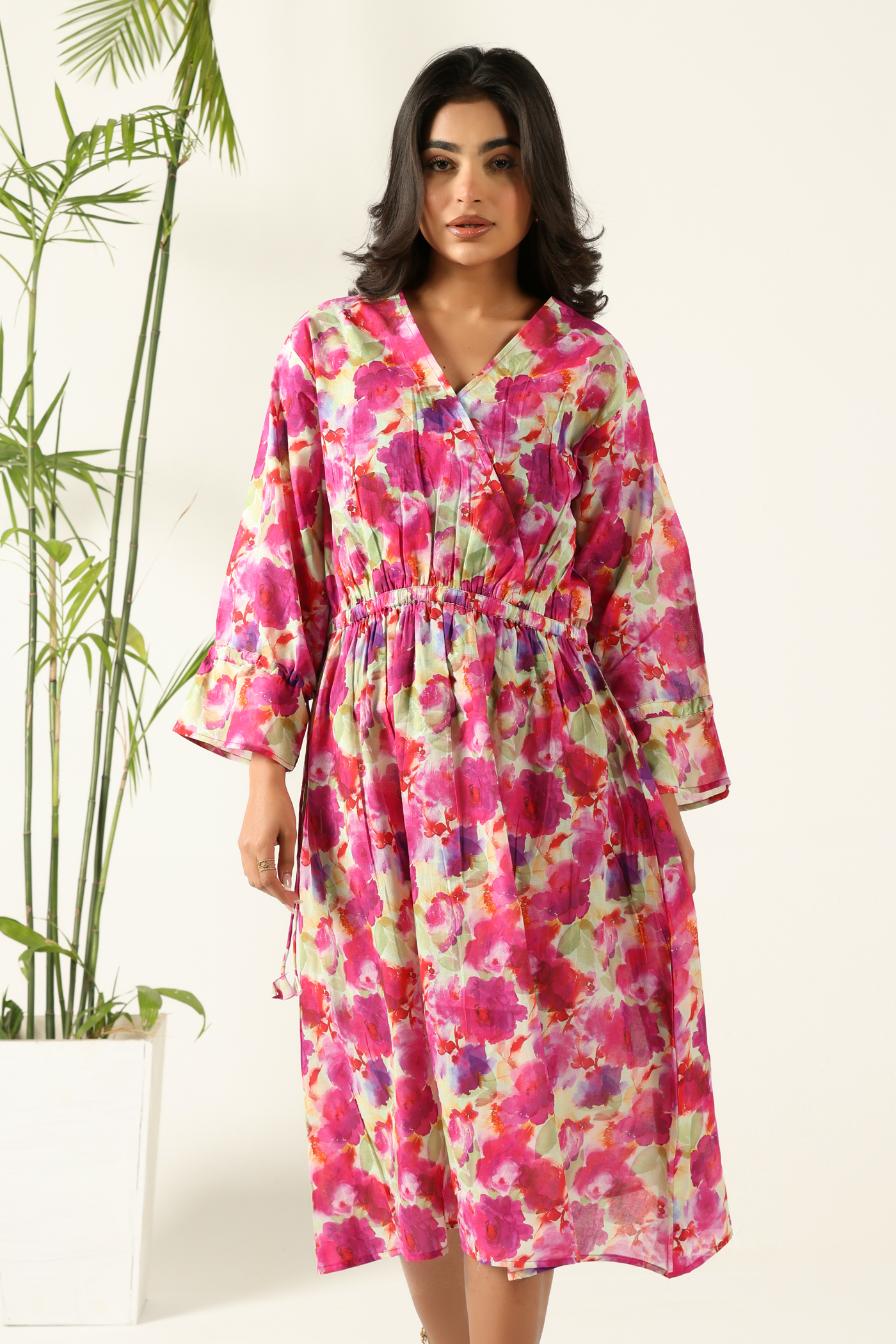 Serene Crimson Bloom Midi