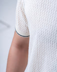 Jacquard Mesh offwhite Knitted Polo