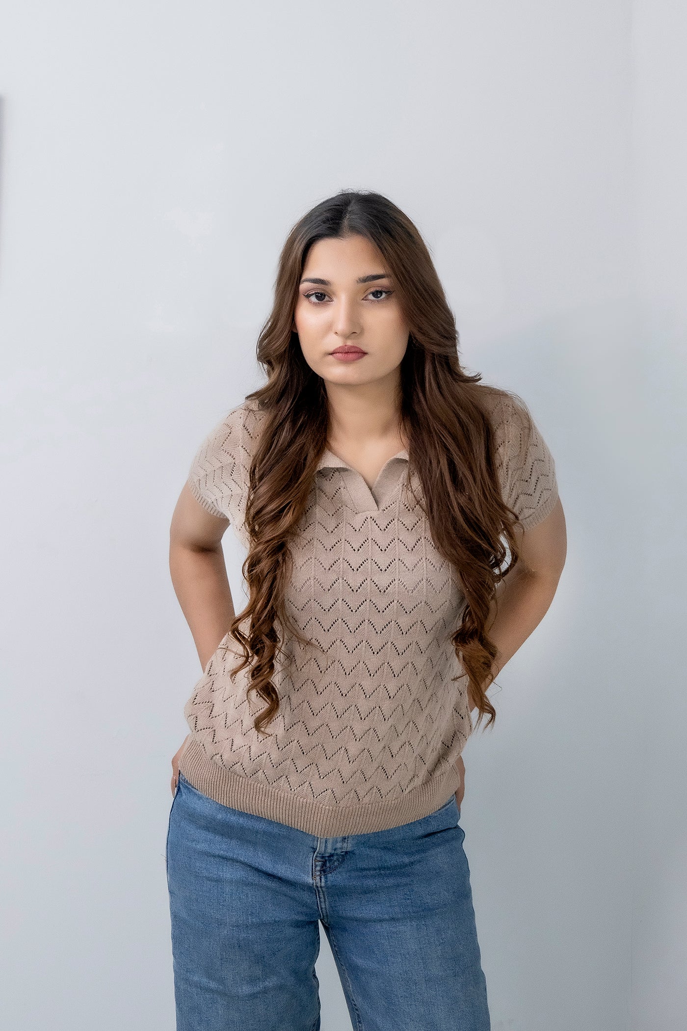 Élan Chevron Knitted Polo