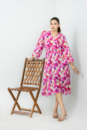 Serene Crimson Bloom Midi