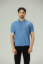 Heritage Marine Blue Knitted Polo