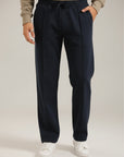 CLASSIC NAVY STRAIGHT PLEAT TROUSER