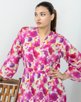 Serene Crimson Bloom Midi