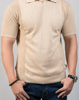 Mesh Sleeves Dune Knitted Polo