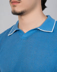 Heritage Marine Blue Knitted Polo