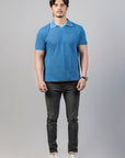 Heritage Marine Blue Knitted Polo
