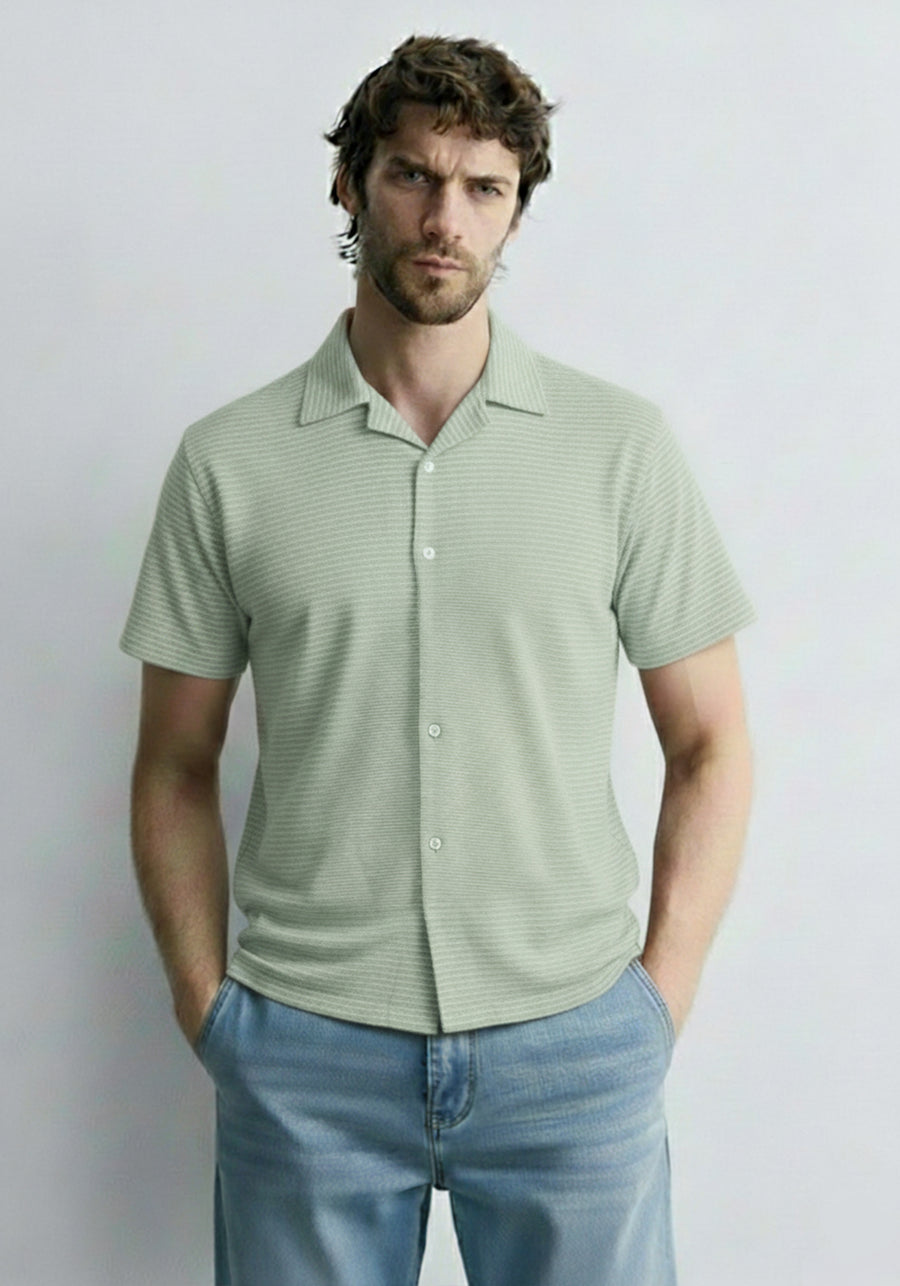 Sunday Stretch Knitted Cuban Shirt