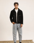 BLACK SHACKET WITH COLLAR