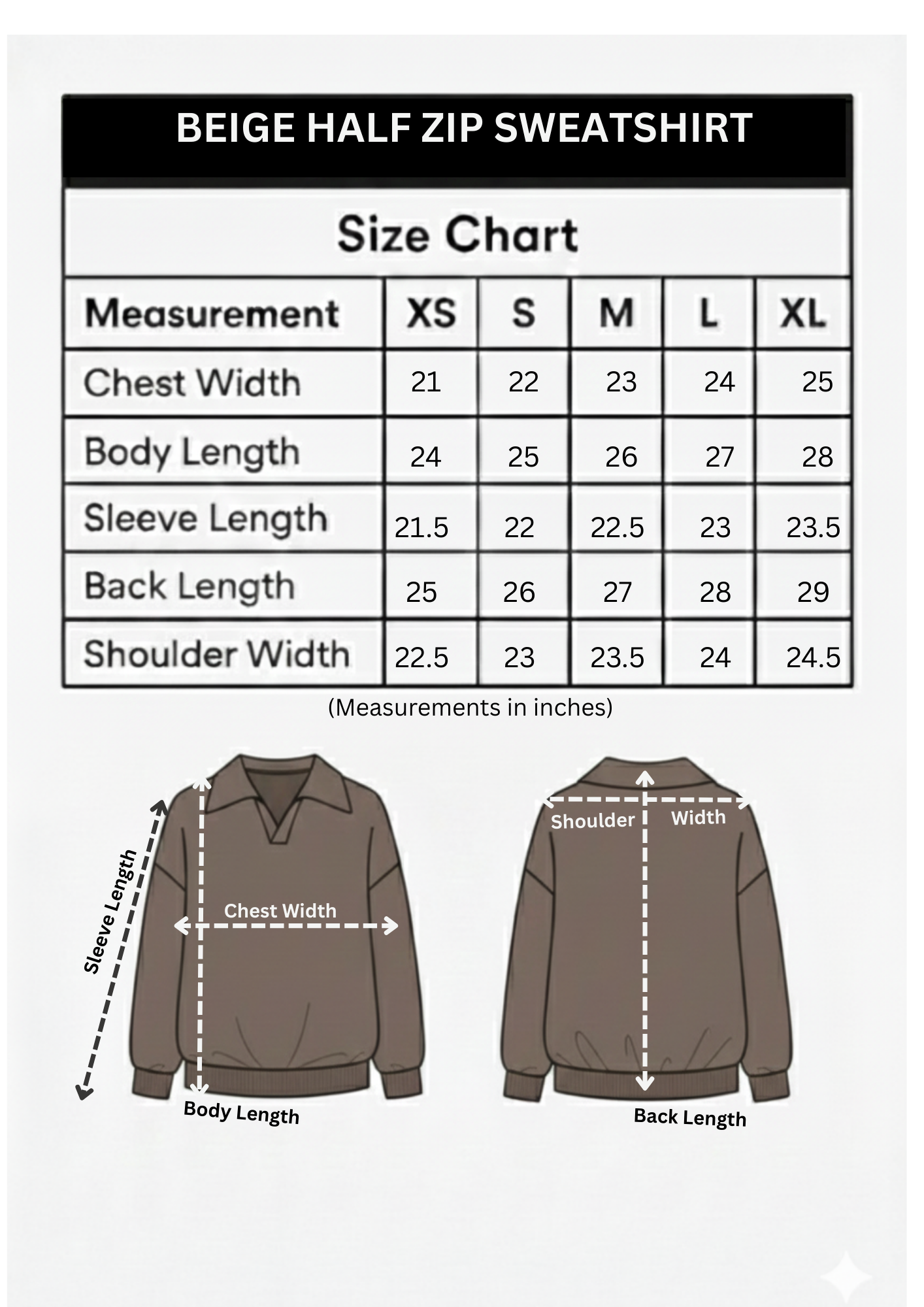 BEIGE HALF ZIP SWEATSHIRT