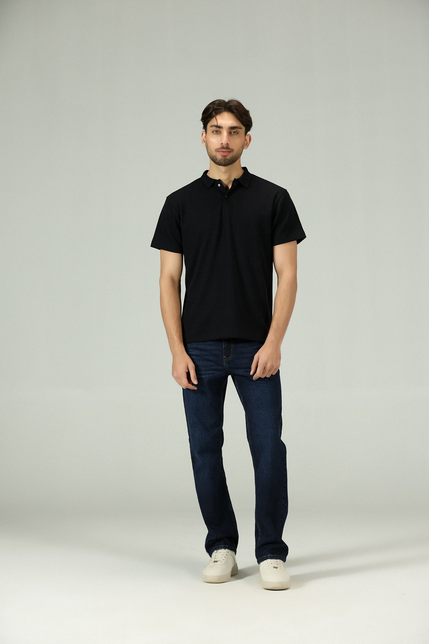 Noir Luxe Texture Black Polo