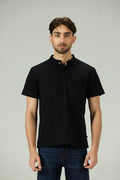 Noir Luxe Texture Black Polo