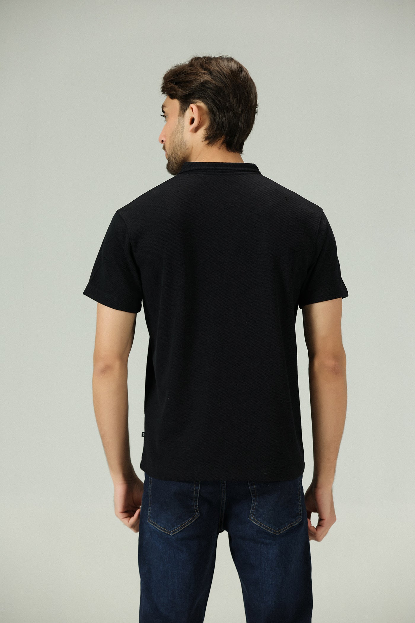 Noir Luxe Texture Black Polo