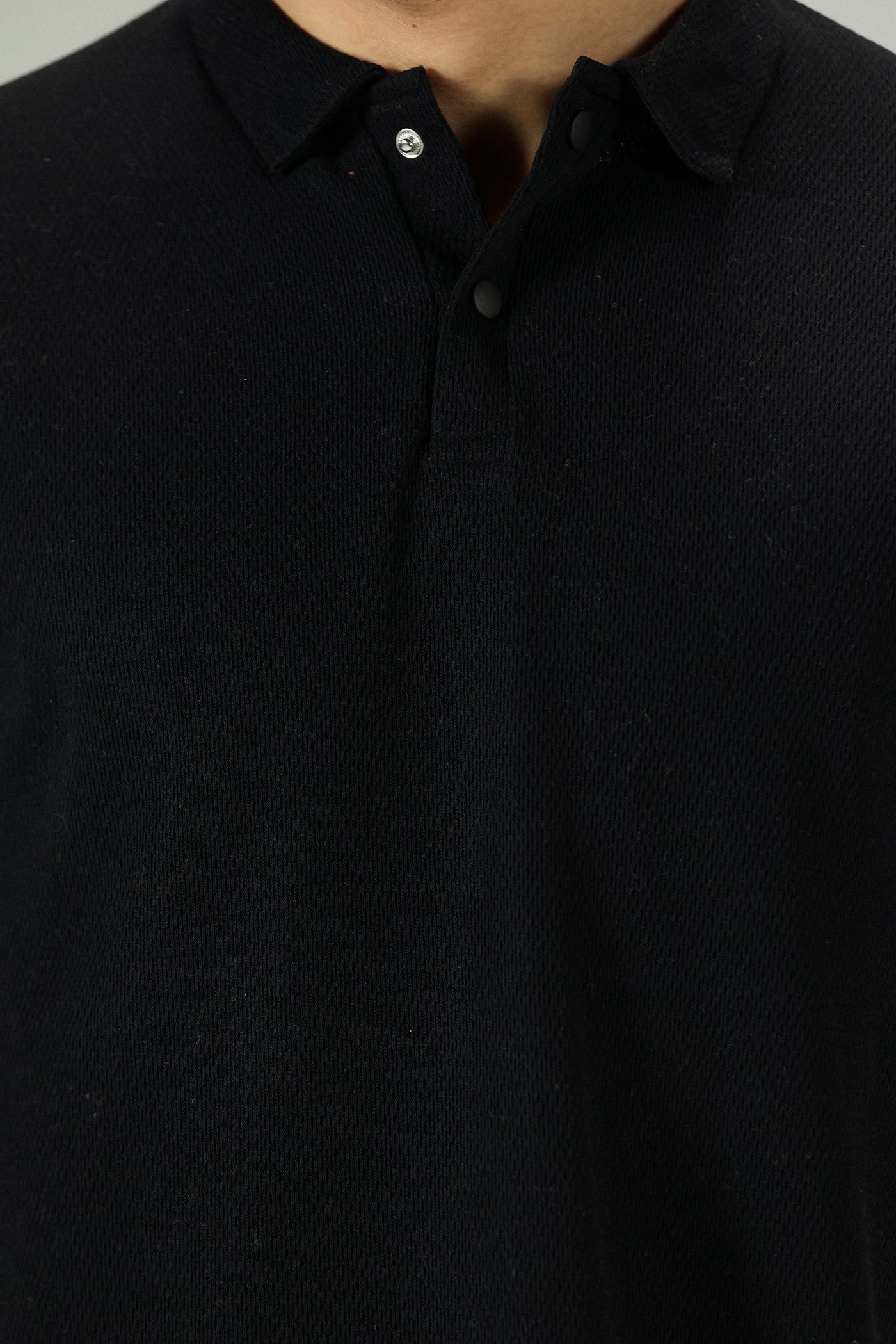 Noir Luxe Texture Black Polo