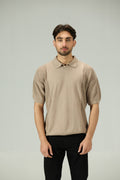 Mesh Sleeves Dune Knitted Polo