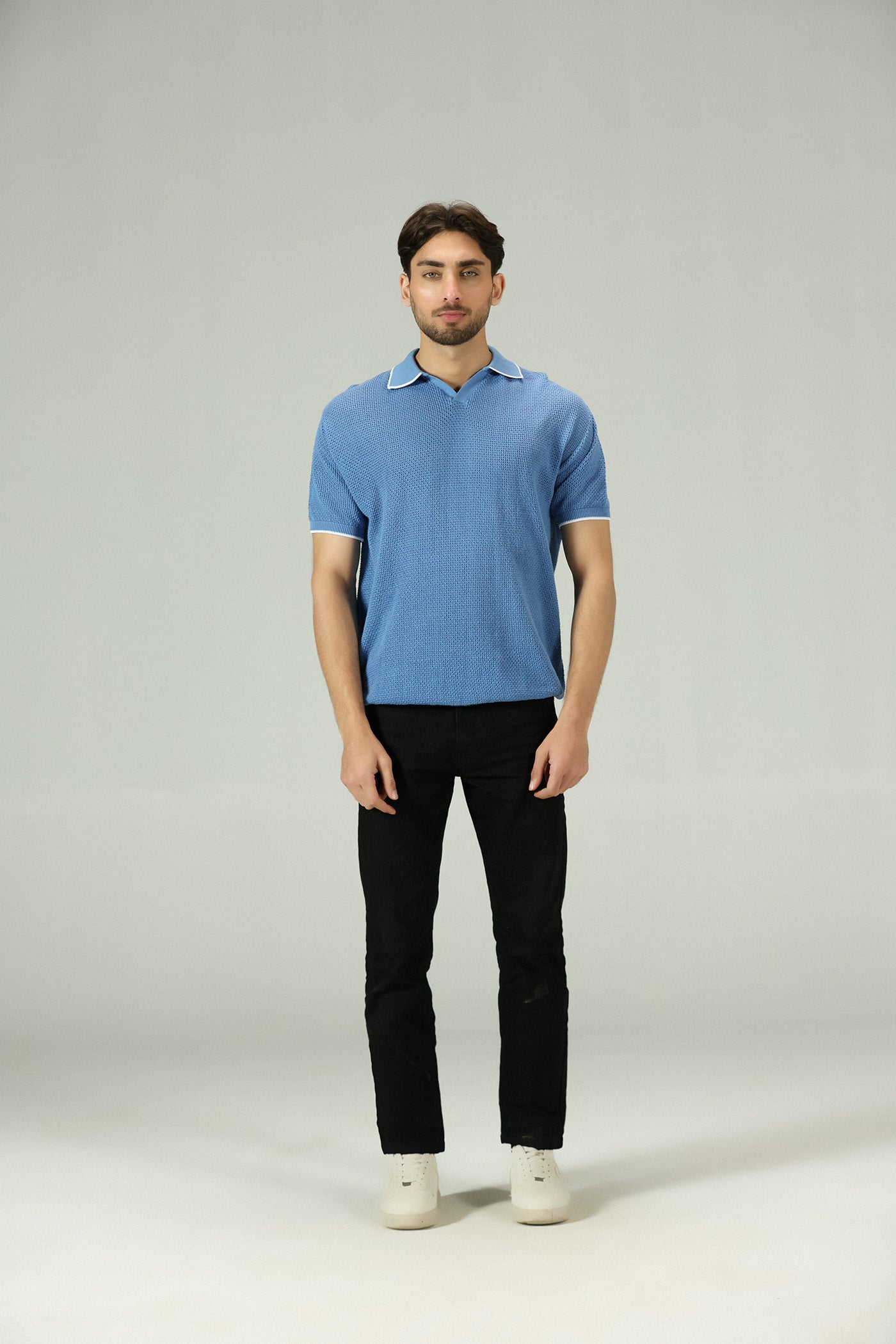 Heritage Marine Blue Knitted Polo